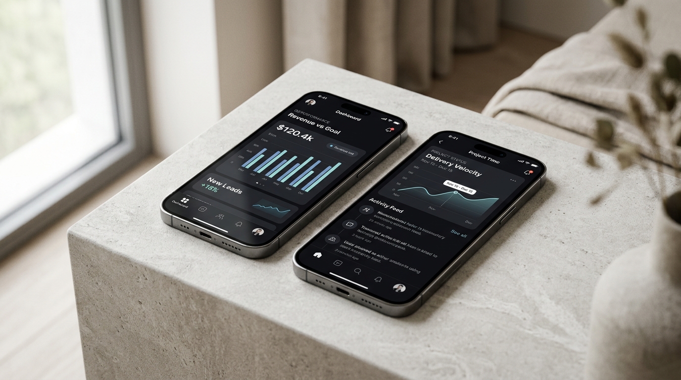 Sleek iOS and Android mobile application mockup
